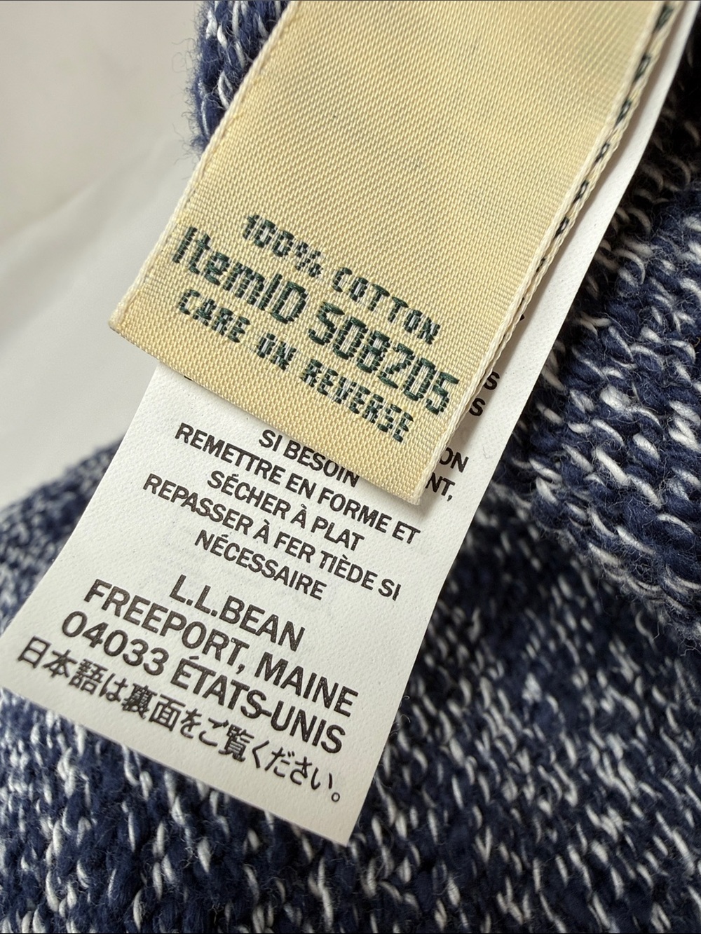 L.L.Bean Navy Blue Marled Cotton Open Front Long Cardigan Knit Sweater Size 1X - Picture 4 of 5
